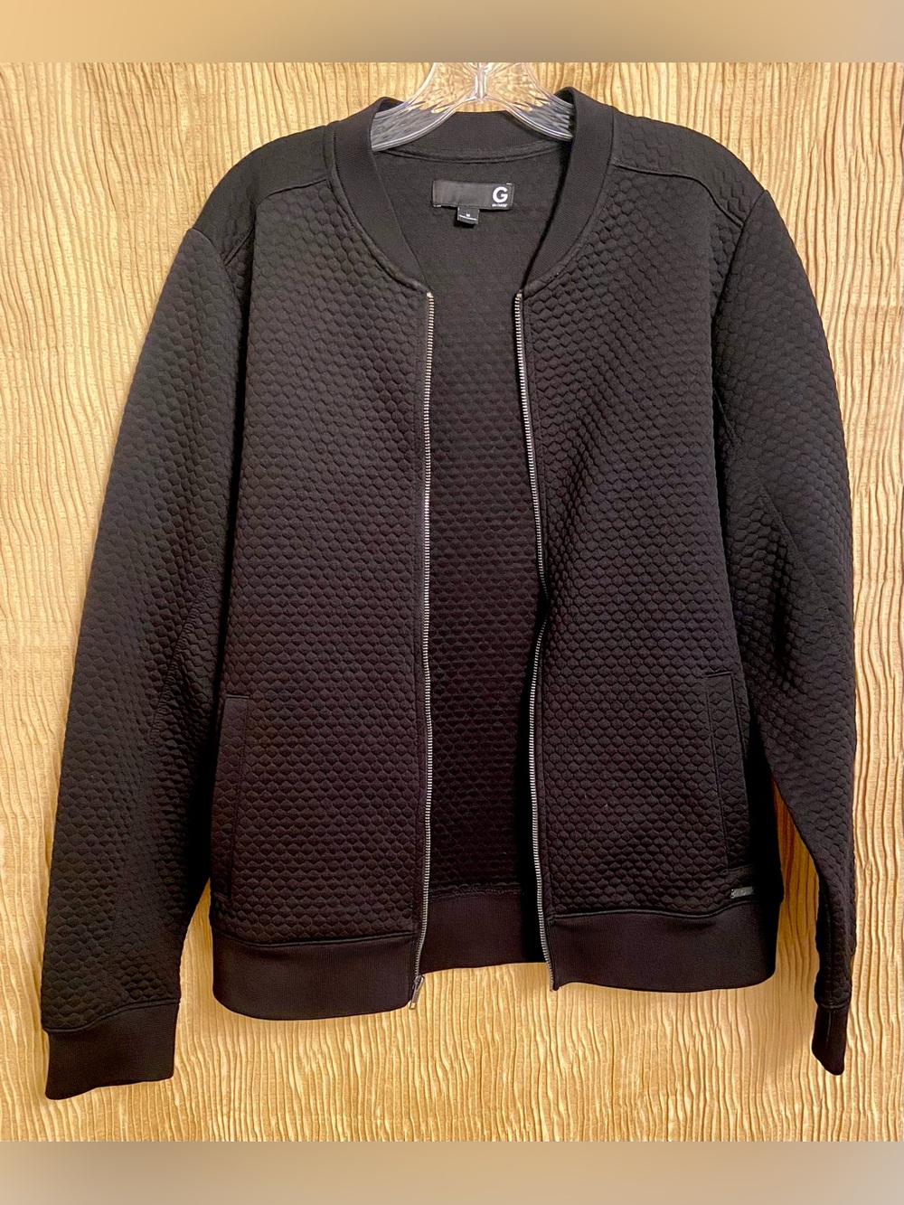 G by Guess Black Textured Quilted Bomber Jacket